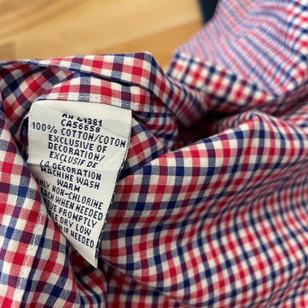 Ralph Lauren Men's Large Gingham Button Down Shirt Long Sleeve Red Blue Check - Picture 5 of 5